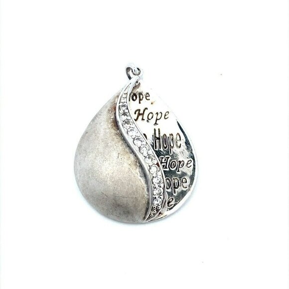 Designer Sterling Silver Jewelry - Designer Sterling Silver & Cubic Zirconia Tear Drop Hope Saying Pendant! 10